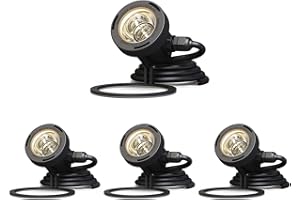 GOODSMANN Landscape Lighting 4PK Pond Lights Led Underwater Submersible Lights Fountain Lights Outdoor 5.4W 135 Lumen 2900K Warm White Low Voltage Pond Lights with Power Cord Waterproof