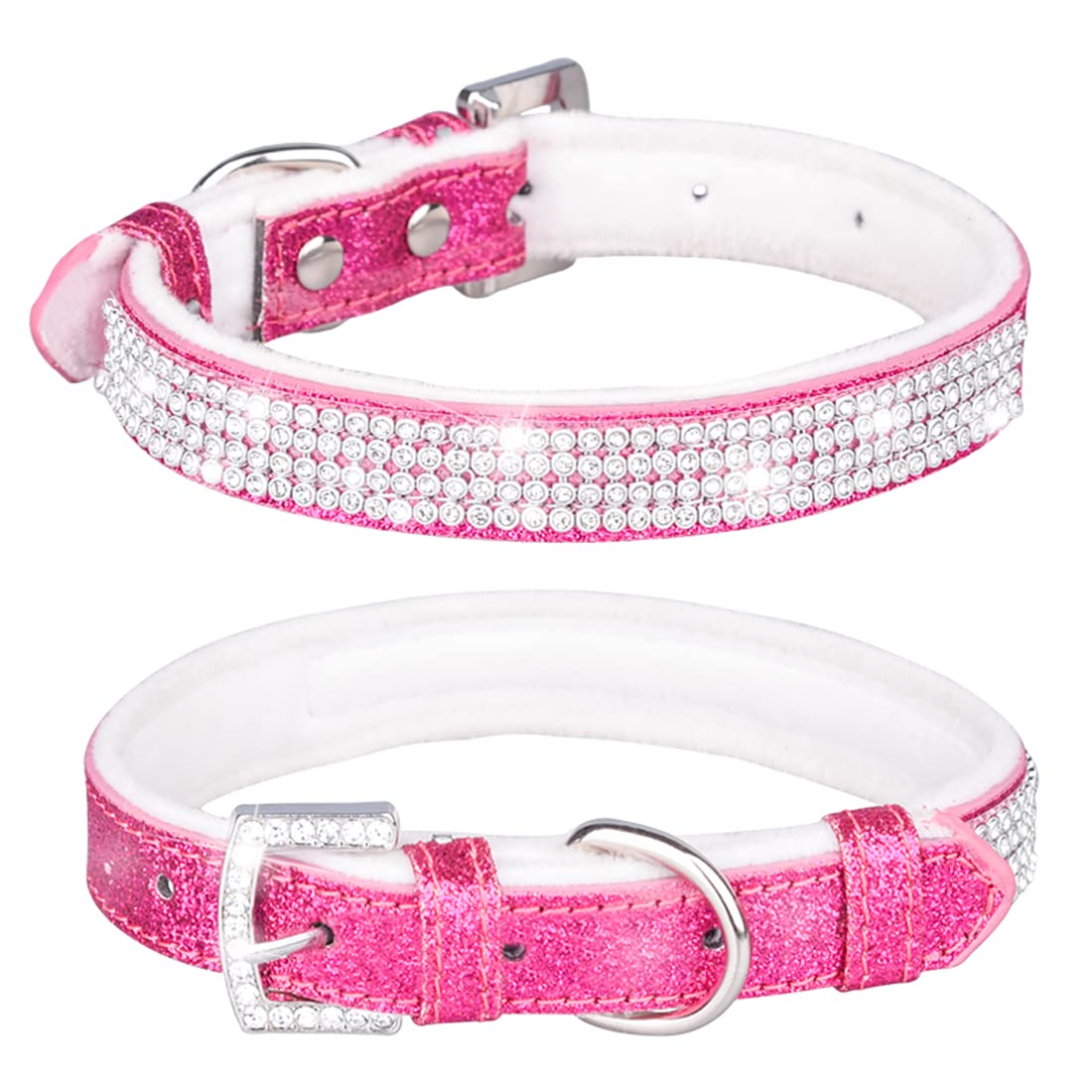 Yiwong Shiny Rhinestone Cat Dog Collar Necklace for Dogs and Cats with Rhinestones, Korean Wool Bling Glitter Rhinestone Dog Collar