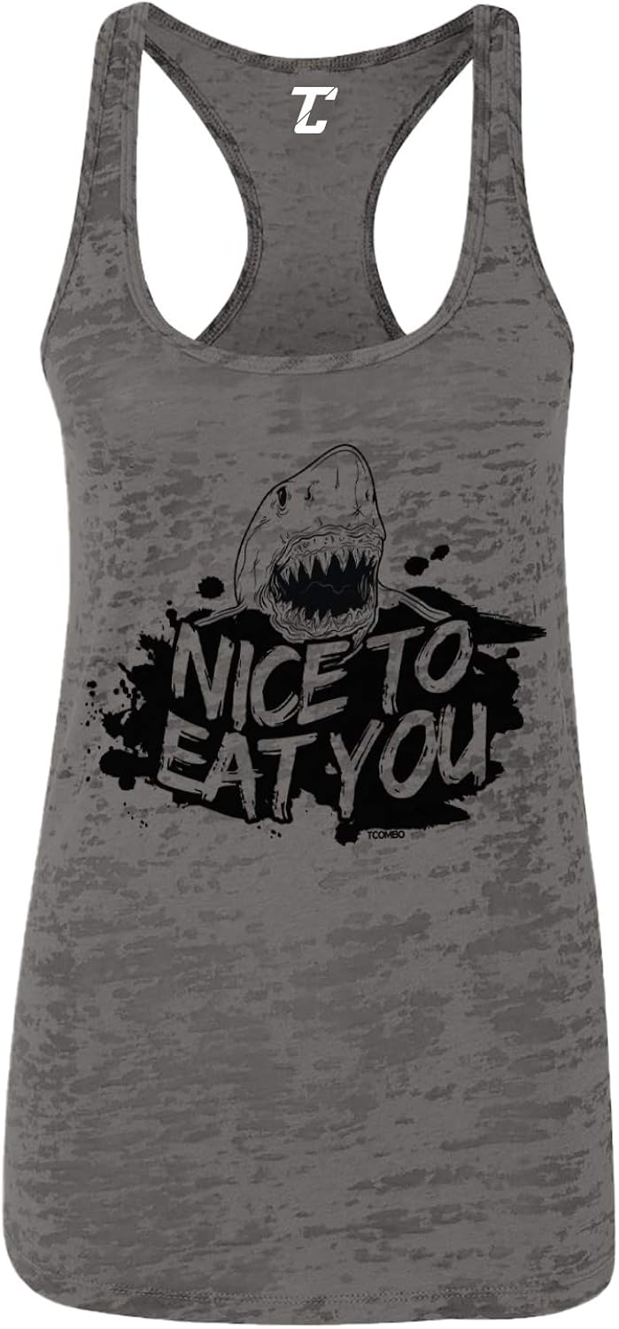 Nice to Eat You - Shark Jaws Chomp Funny Women's Racerback Tank Top