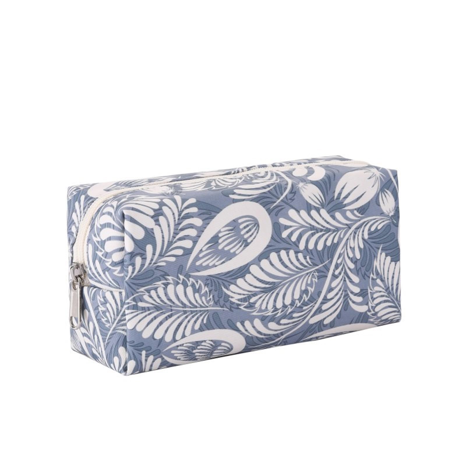 SSKHE Small Makeup Pouch, Mini Cosmetic Bag, Zipper Pouch - Portable Versatile Travel Toiletry Bag for Women (Blue Leaf)