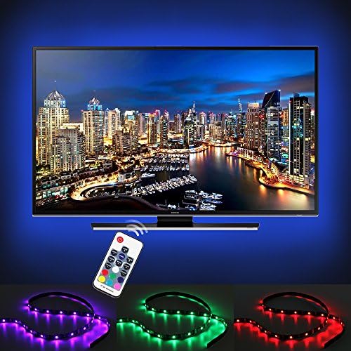 Excellux Bias lighting ( 6.56Ft / 2m)with Retome Control,Multi-Color RGB TV LED Backlight Strip Lighting Kit for Flat Screen TV LCD, Desktop Monitors