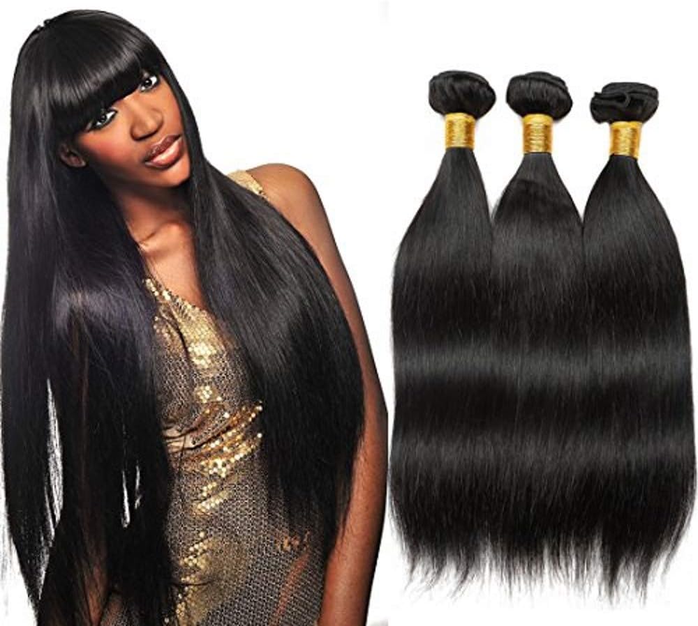 Kbeth Brazilian Virgin Hair Straight 3 Bundles 8 8 8 inch 300g Human Hair Weave Soft No Shedding Straight Remy Hair Natural Black 1B Color