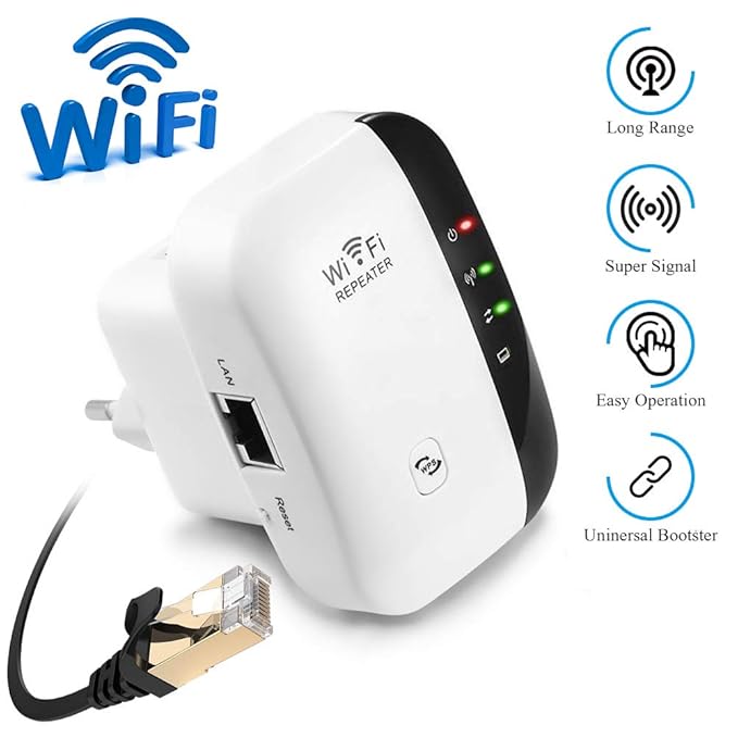 Rybozen WLAN Repeater Verstärker, WiFi Range Extender 2.4GHz 300Mbit/s mit integrierten Antennen/Ethernet Port/Access Point/W