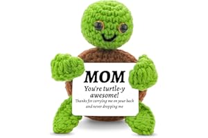LIGETON Christmas Small Gifts for Mom,Stocking Stuffers Funny Mom Gifts from Daughter Son Husband,Birthday Gifts for Grandma Mother,Mini Positive Turtle Handmade Crochet Secret Santa Gift Ideas