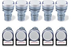 Arleta Voltage 12V/24V/110V/120V Current 20mA Energy Saving LED Indicator Light Mounting Hole Size 22mm(7/8 Inch) White 10Pcs