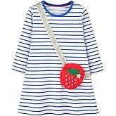 HILEELANG Toddler Girl Long Sleeve Dress Cotton Casual Jersey Shirt Playwear Applique Dress