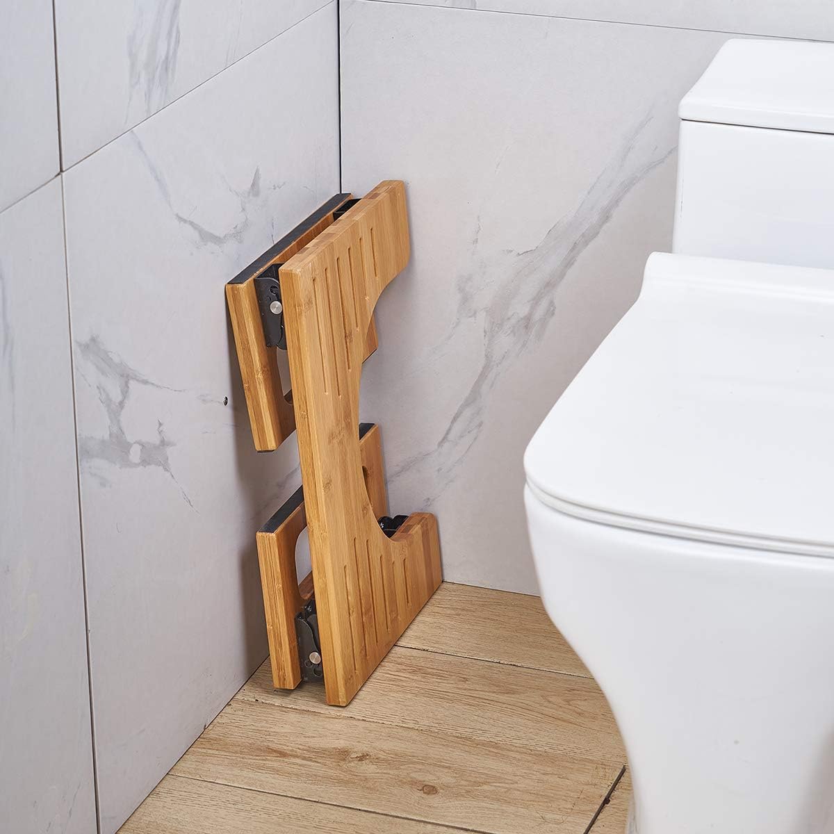 AmazerBath 7 Inch Bamboo Toilet Stool Collapsible Toilet Potty Stool for Bathroom, Men, Women -Burlywood Color: Health & Personal Care