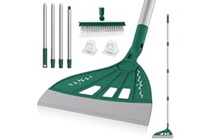 INPACK Magic Air Broom, Squeegee Broom for Floor Cleaning, Multifunctional Floor Squeegee with Aluminum Adjustable Handle, 60’’ Magic Silicone Broom for Glass, Fine Dust, Pet Hair, Liquids (Green)