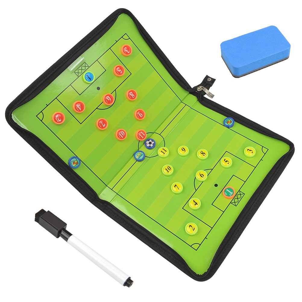 Photo 1 of FOCCTS Magnetic Soccer Coaching Board, Football Coaching Board Coaches Clipboard Tactical with 26 Magnets, Dry Erase Marker, Eraser, Foldable and Portable Soccer Tactics Board