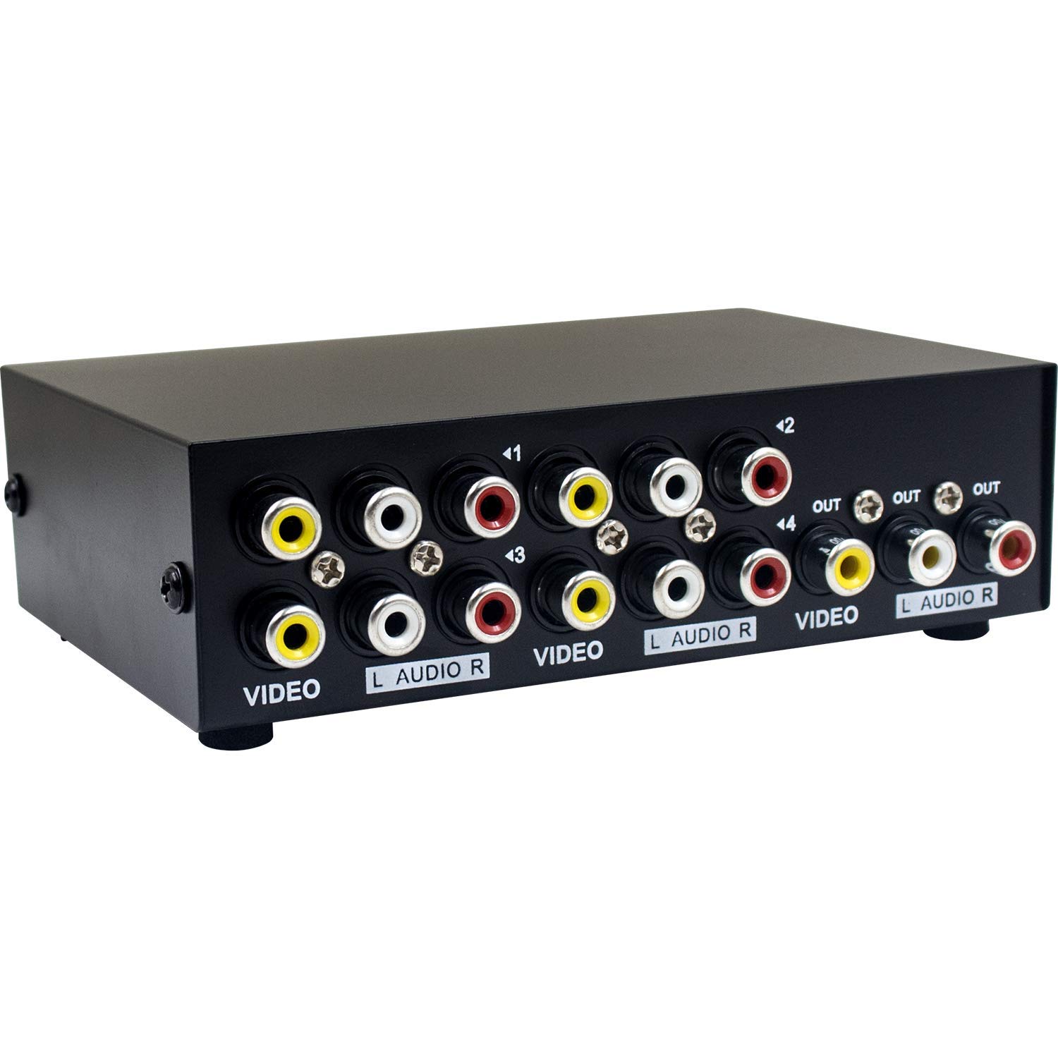 Duttek 4 Port AV Switch RCA Switcher 4 In 1 Out Composite Video L/R Audio Selector Box for DVD STB Game Consoles