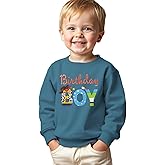 GLIGLITTR Birthday Boy Shirt Cartoon Graphic Birthday Sweatshirt Toddler Baby Boys Bday Party Outfit Long Sleeve Pullover Top