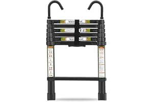 Telescopic Ladder, 6.5FT RIKADE Aluminum Telescoping Ladder with Non-Slip Feet and Stable Hook, Portable Extension Ladder for