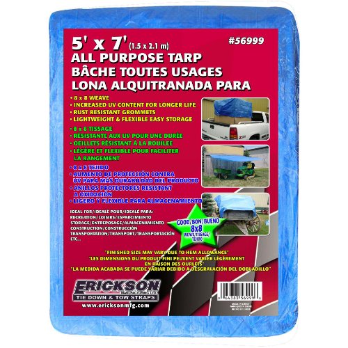 Erickson 56999 Blue Economy Poly Tarp, 5' x 7', 1 Pack