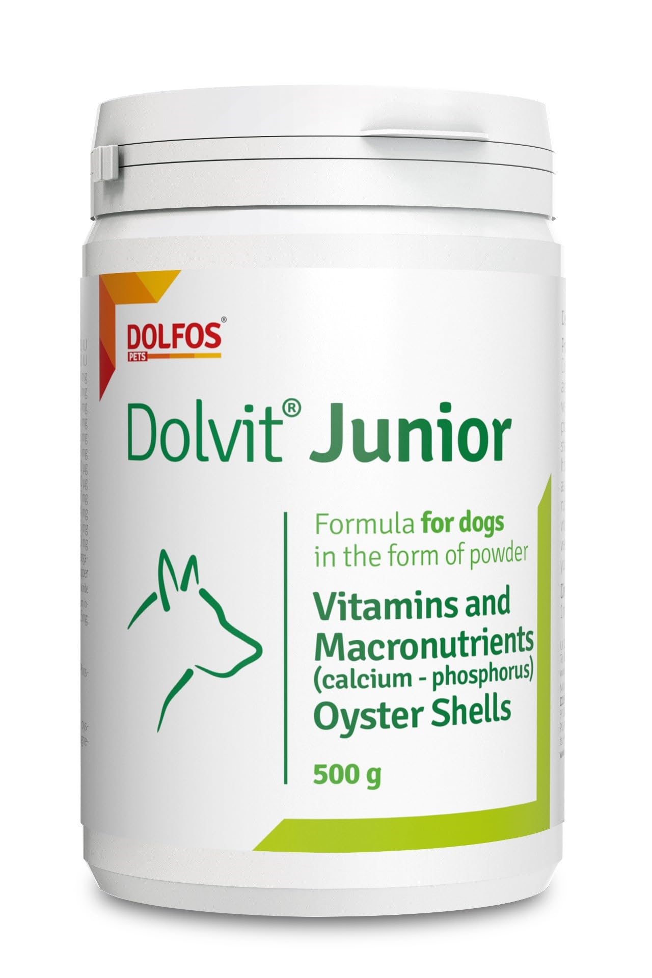 Dolvit Junior 500g Vitamins Macronutrients Calcium and Phosphorus from Oyster Shells for Dogs