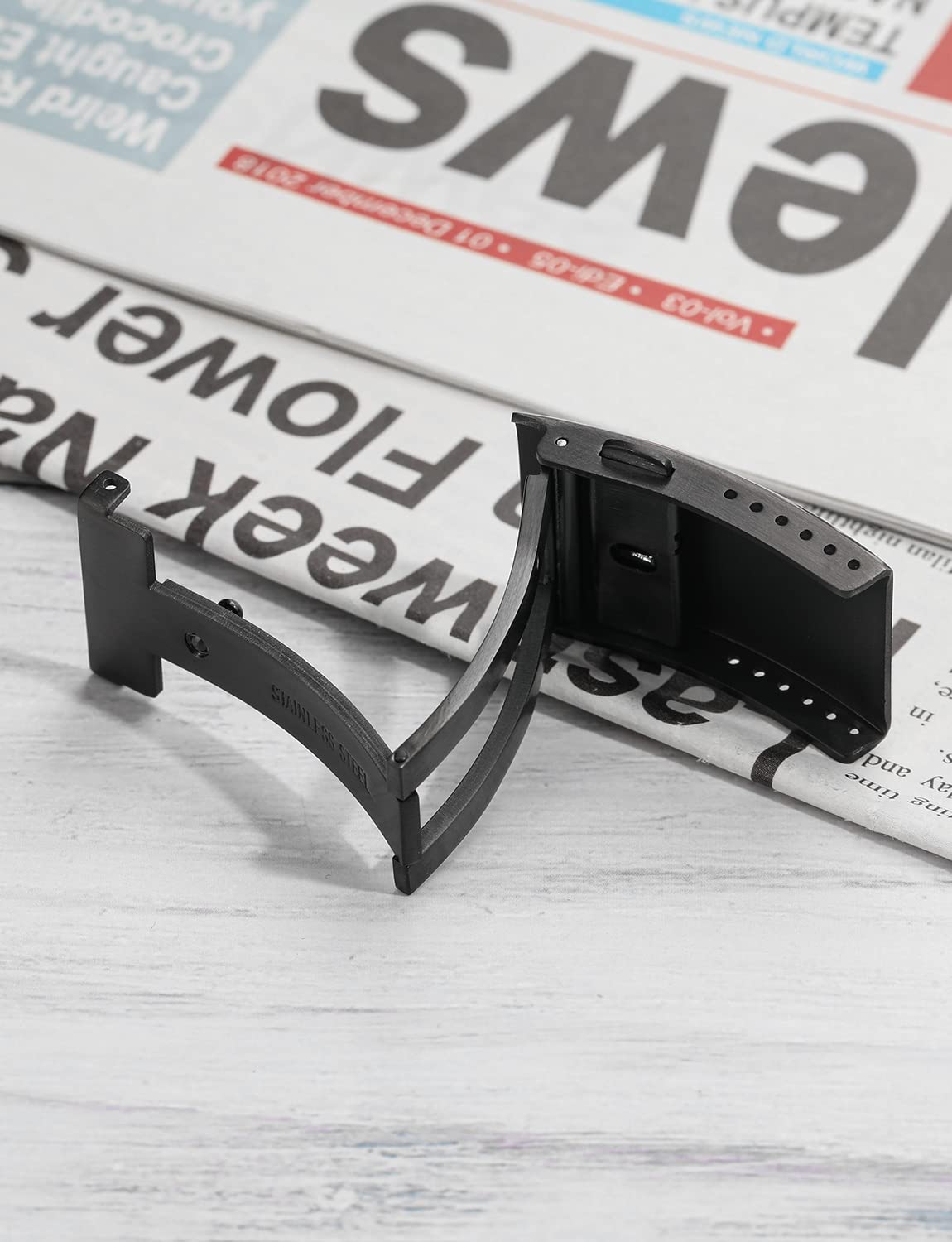 watchdives Watch Buckle 18mm/20mm/22mm Fold Safety Milled Clasp Replacement Stainless Steel Watchband Clasp (Black, 22mm)