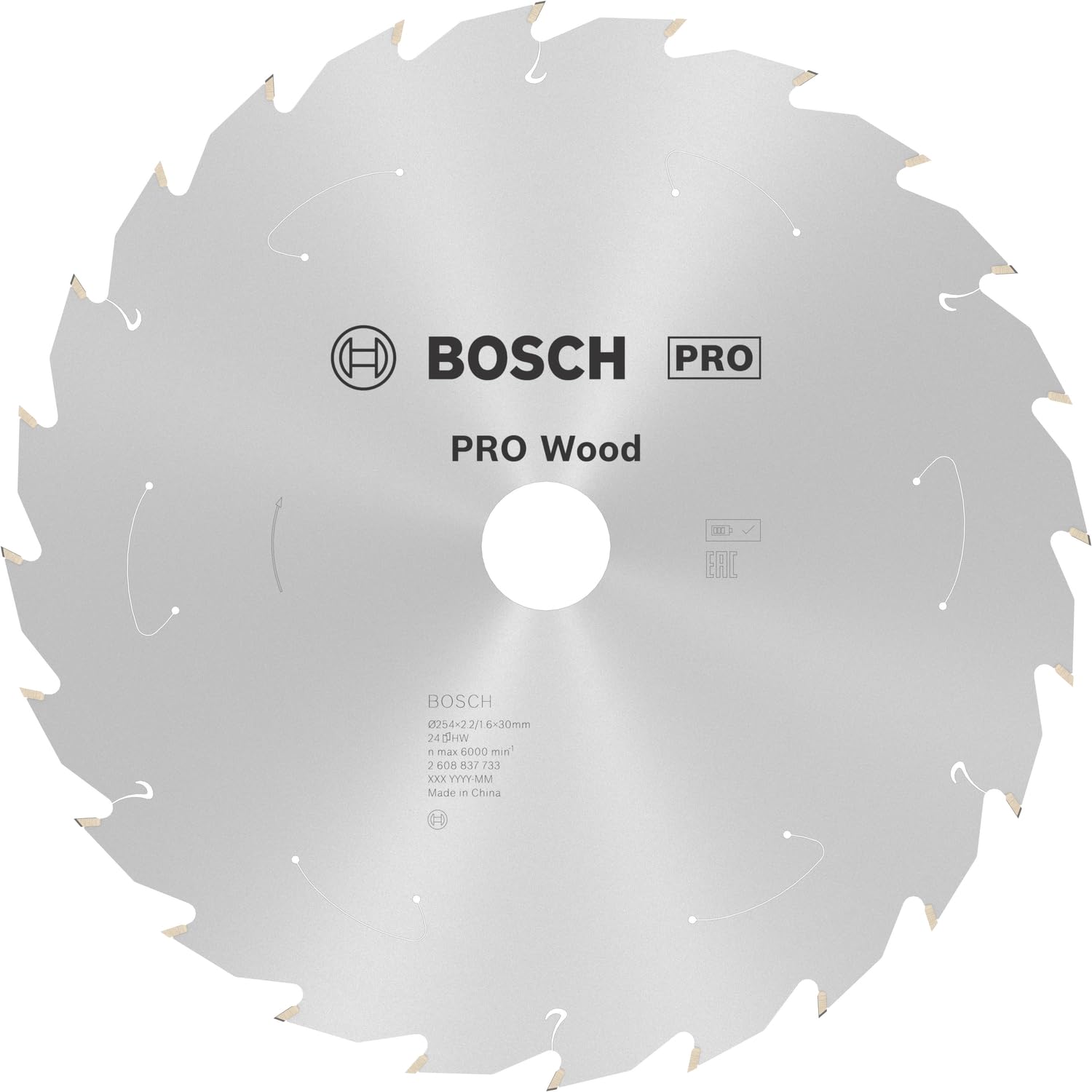 Bosch 1x PRO Wood Circular Saw Blades for Cordless Table Saws (for Softwood, Hardwood, Ø mm, Professional Accessory Table Circular Saw)