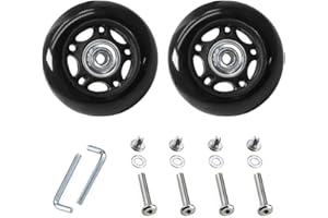 64 x 18mm 2 Pcs Luggage Suitcase Replacement Wheels, Rubber Swivel Caster Wheels Bearings Repair Replacement Parts for Carry-