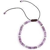 Mikovivi Adjustable Natural Stone Bracelet, Handmade Inspirational Purple Beaded Bracelet for Women Men with Card Encouragement Jewelry Gift Ideal for Birthday Christmas Friends Loved Ones