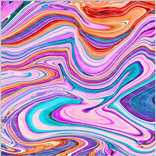 Printed Adhesive Vinyl Colorful Paint Pour Pattern 12 x 12 inch Sheet (Heat Transfer)
