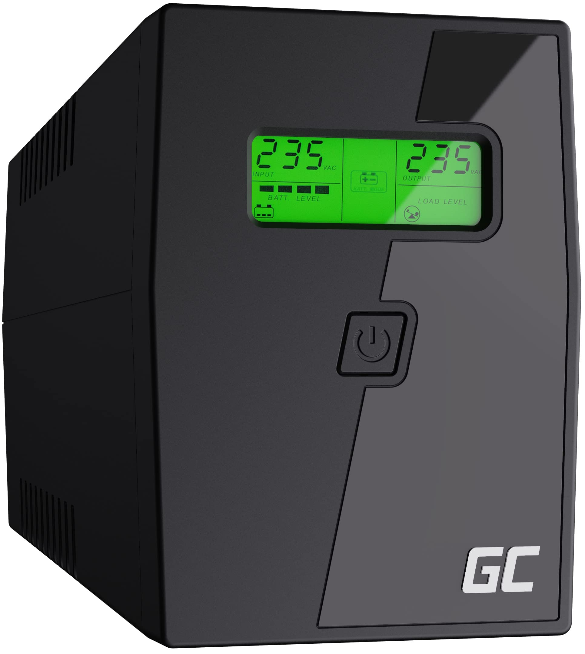 Green Cell USV 600-999VA 360W UPS Unterbrechungsfreie Stromversorgung mit spezielle Anwendung Überspannungsschutz 230V Line-Interactive Spannungsregelung AVR USV-Anlage USB/RJ11 2X Schuko LCD Display