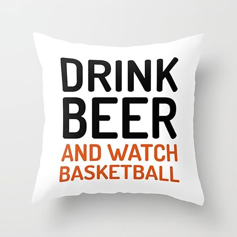 Amazon 抱き枕カバー ドリンクビールウォッチバスケットボールスポーツ名言 格言 背当て 正方形 角型 プレゼント 上品 綿100 オーガニックコットン 北欧デザイン かわいい おしゃれ 車用 ソファー用 部屋飾り インテリア サイズ 枕カバー ピローケース オンライン通販