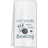 HUGANE Funny Bowling Towel 16x24 Inch, Kitchen Towels and Dishcloths Gift for Women Man,Bowling Coach Gift Player Gifts,Gym and Spa Decor