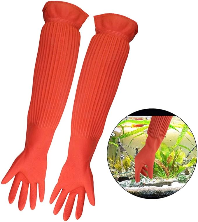ASOCEA Aquarium Maintenance Gloves Waterproof Latex Reusable Fish Tank