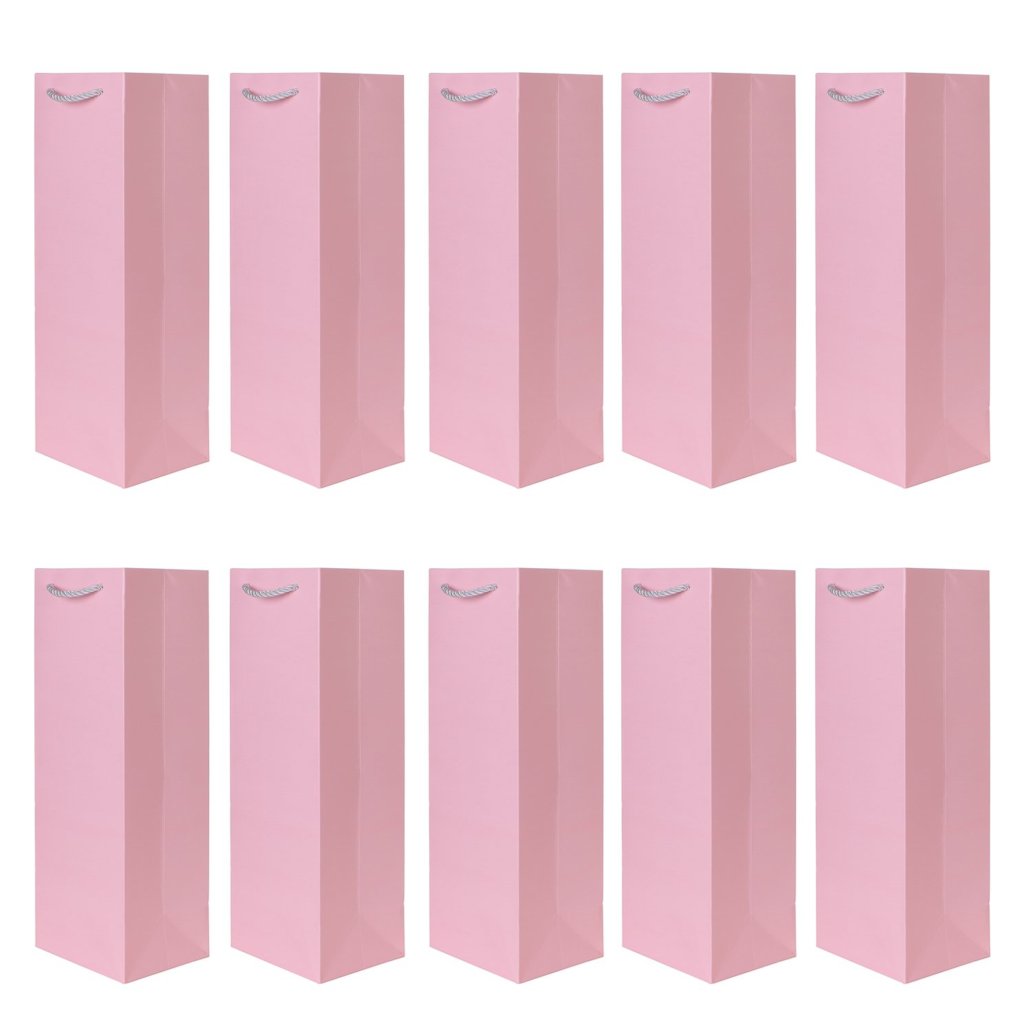 Pack of 10 noble bottle gift bags pink for wine sparkling wine and champagne 36 cm x 12 cm x 10 cm - 14.17" x 4.72" x 3.94"