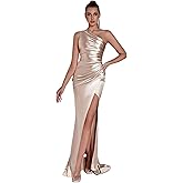ADYCE Formal Dresses for Women Cocktail Wedding Guest Satin One Shoulder Maxi Party Prom Sexy Corset Bodycon Evening Gowns