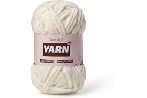 OMOIUT Plush Chenille Chunky Crochet Yarn - Baby Yarn for Crocheting Soft - Velvet Yarns Knitting for Blankets Crafts - Fluffy Amigurumi Yarns 50g / 65.6yd (White)