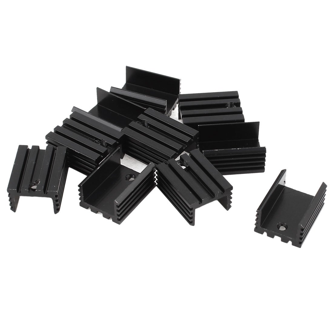 sourcing map 10 Pcs 21x15x10mm Black Aluminum Heat Sink for TO-220 Transistor
