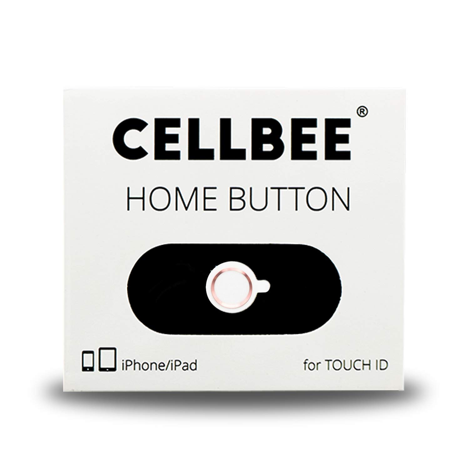 CELLBEE 1 x Home Button Touch ID Sticker Suitable for iPhone iPad Home Button Sticker White with Rose Ring 2.0 - Increases for iPhone 6 6s 7 8 Plus SE 2020 iPad Air Mini Tempered Glass
