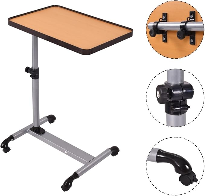 Blitzzauber24 Table de Lit Pliable Table pour Ordinateur à roulettes