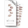 ohora Semi Cured Gel Nail Strips (N Dreaming Glow) - Nude, Glitter, Works with Any UV/LED Lamps, Salon-Quality, Long Lasting, Easy to Apply & Remove - Includes 2 Prep Pads, Nail File & Wooden Stick