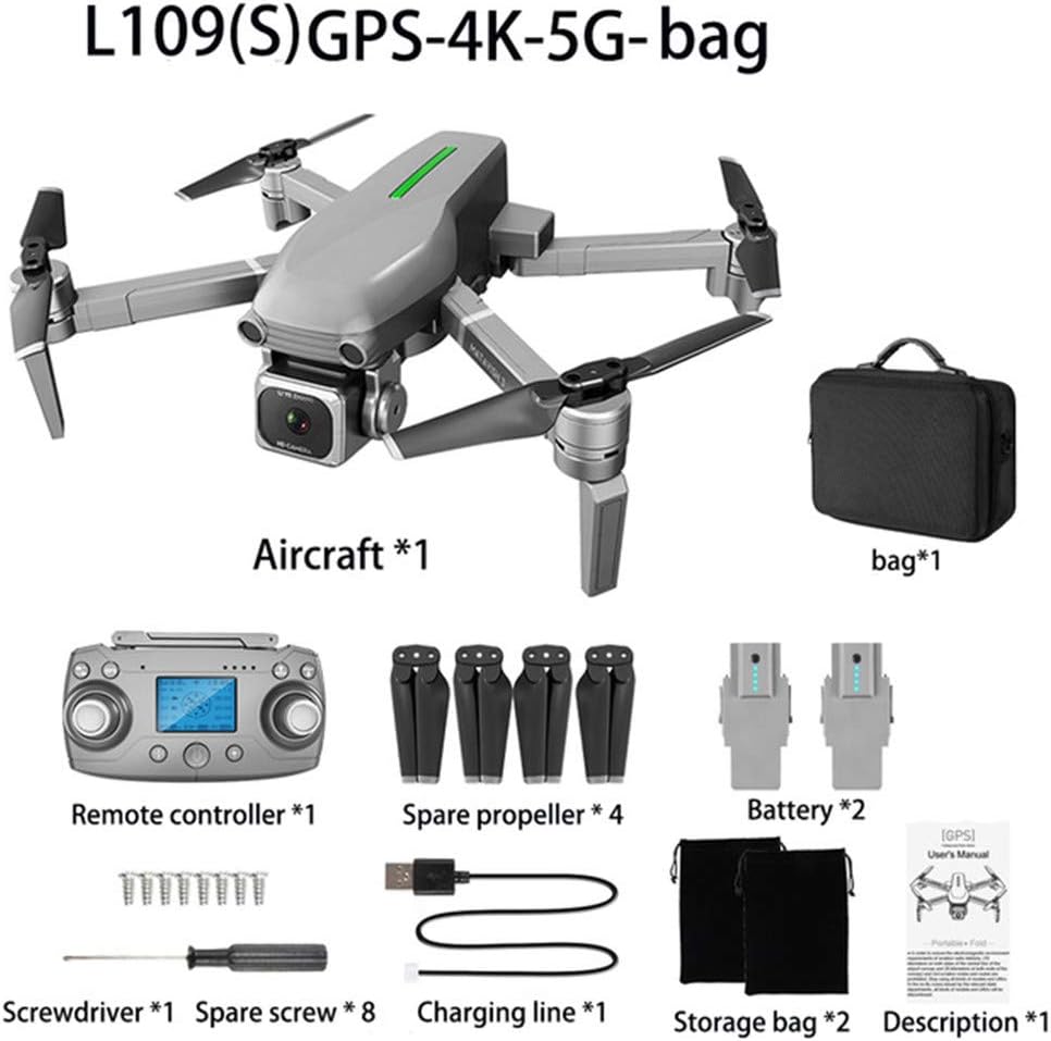 ROWEQPP L109/L109-S GPS Drone 4K Camera x50 Zoom 5G WiFi 1KM Distance 25 Minutes Quadcopter RC Helicopter Professional Selfie Drone L109-S Carrying case Dual Battery