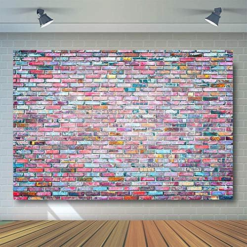 COMOPHOTO Brick Wall Photography Backdrop 7x5ft Colorful Retro Graffiti Wall Children Party Decoration Photo Backdrops for Pictures