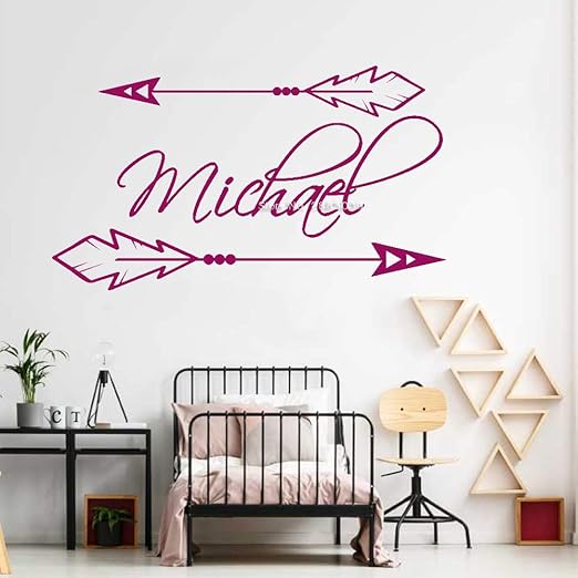 Ajcwhml Logotipo De La Flecha Nombre Personalizado Arte De La Pared Jardin De Infantes Calcomanias Decoracion Del Hogar Sala De Bebe Letras Personalizadas Nombre 60 Cm X 34 Cm Amazon Es Hogar