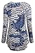 Tencole Fit and Flare Tops for Women, Long Sleeve Printed Tunics Ethnic Blouse Flowy Casual Shirts Womens Tops Blue-Apricot Size L