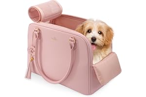 Wakytu Dog Purse Carrier for Small Dogs, Pet Carrier Tote with Treat Pouch, Breathable Soft-Sided Pet Bag with Adjustable Safety Tether Strap, Pet Carrier Purse for Small Medium Dog Cat,S