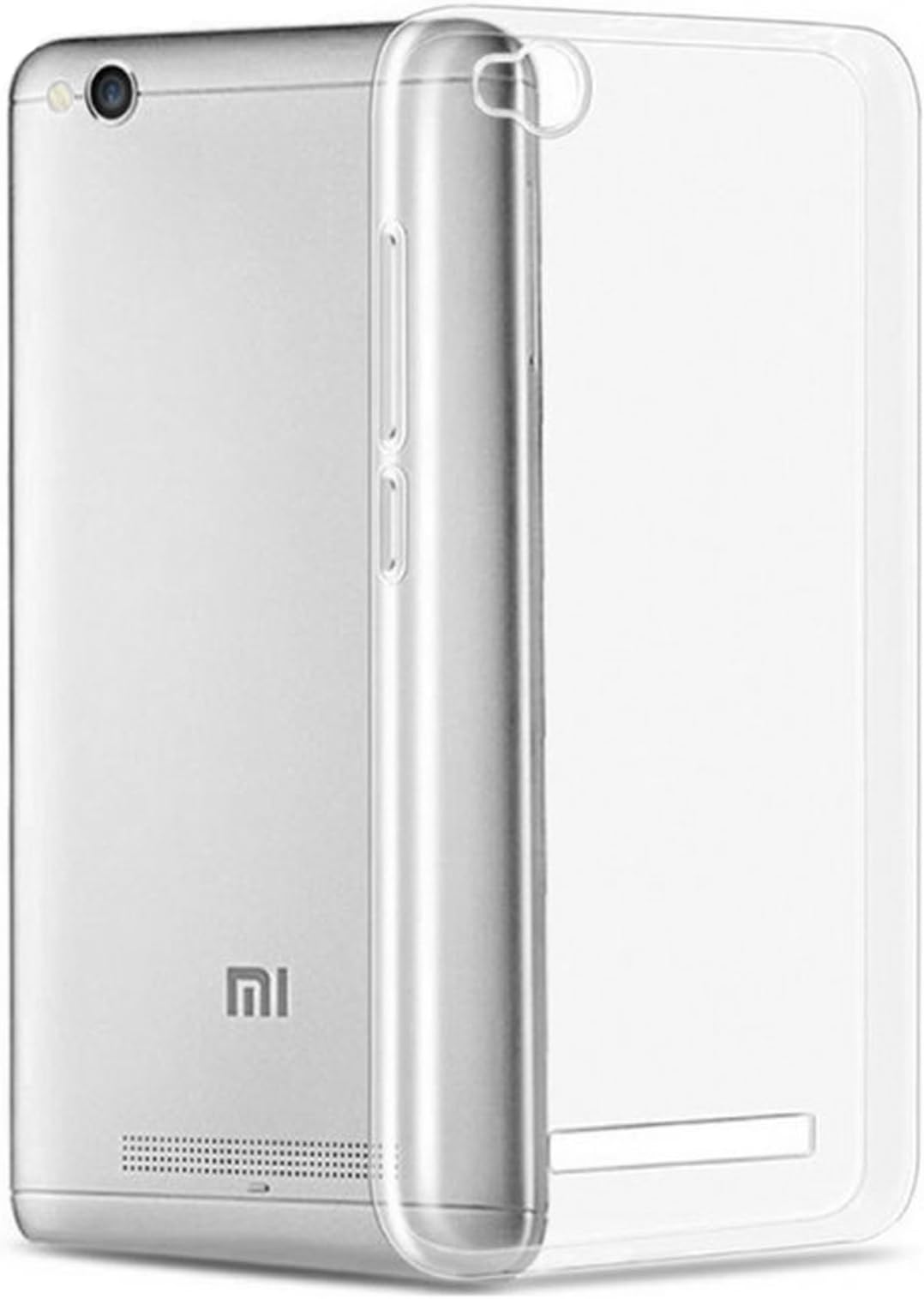 TBOC® Pack: Clear TPU Silicone Gel Case + Tempered Glass Screen Protector for Xiaomi Redmi 5A (5.0 Inches) - Soft Jelly Rubber Skin Cover. Premium Clear Crystal.