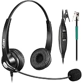 Callez RJ9 Telephone Headset with Noise Cancelling Mic for Landline Phones | Corded Office Phone Headset, Works with Polycom Avaya Plantronics NEC Mitel ShoreTel Aastra Digium InterTel Nortel Fanvil