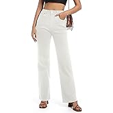 Guaile Women's Jeans High Waisted Straight Leg Stretchy Jeans Trendy Wide Leg Tummy Control Loose Casual Denim Pants