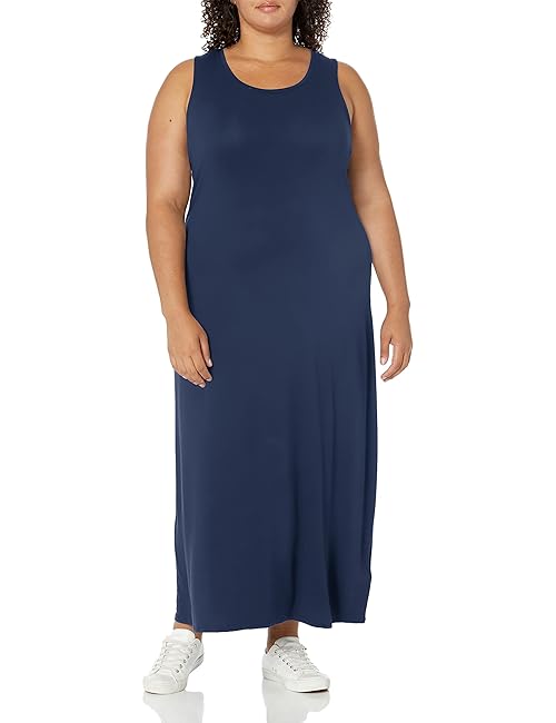 Amazon Essentials Women's Tank Maxi Dress, Navy, Medium