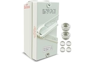 GMURA Enclosed Motor Disconnect Switch 20A 440V AC, 4 Pole Heavy Duty Safety Isolation Switch, IP65 Waterproof 4 Phase Disconnect Breaker Box for Generator Boat and Welding