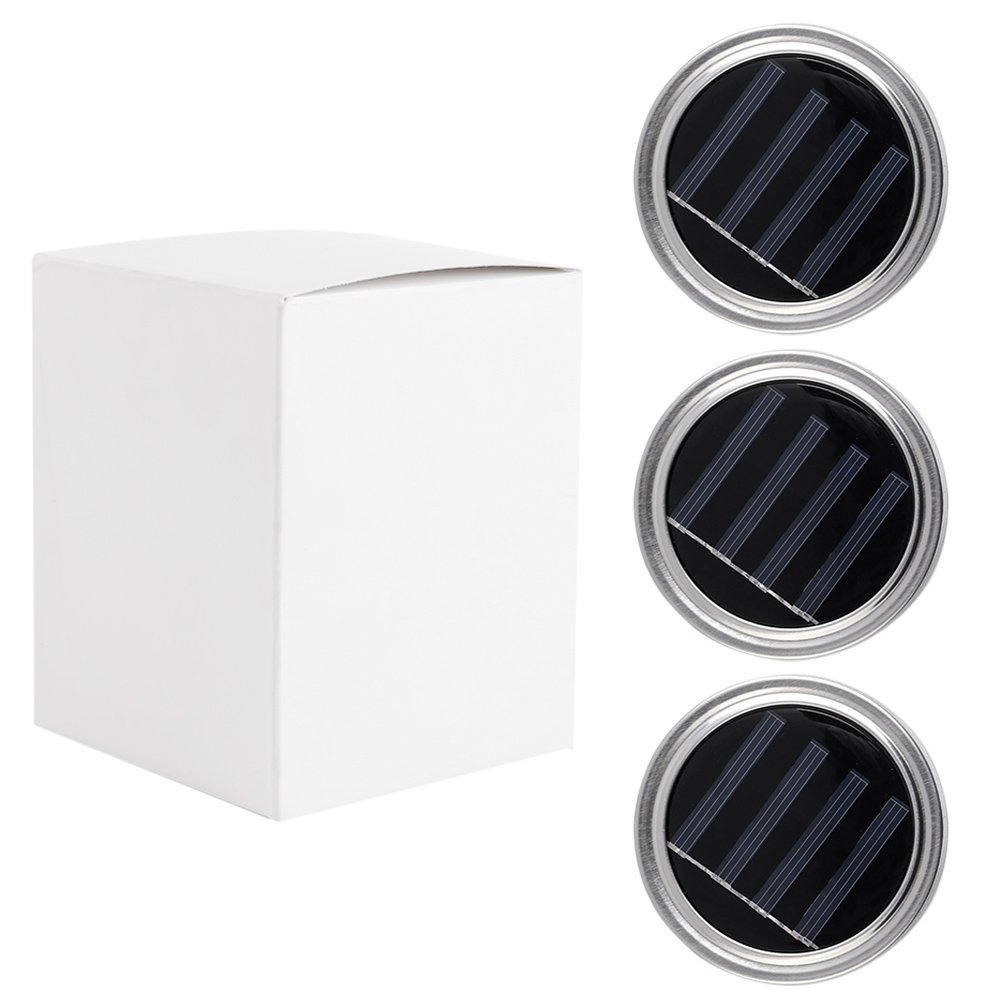 Mason Jar Lights, 3 Pack Solar Mason Jar Lid Insert, LED String Solar Light Jar Lid Insert for Garden Patio Outdoor Party Festivals, Wedding Decoration (Warm White Lights)