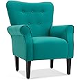 BELLEZE Modern Accent Chair for Living Room, High Back Armchair with Wooden Legs, Upholstered Wingback Chair Padded Armrest Single Sofa Club Chair for Living Room, Bedroom - Allston (Mallard Teal)