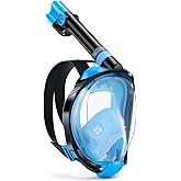 WSTOO Full Face Snorkel Mask, Dry Top Snorkeling Gear for Adults, 180° Panoramic Foldable Design with Camera Mount, Safe Mouth/Nose Breathing, Anti-Fog & Anti-Leak
