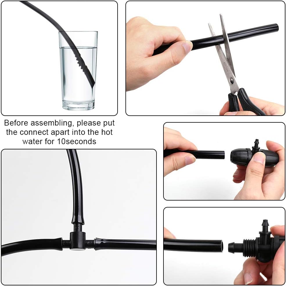 MultiOutools Distribution Tubing 1/2 inch 1/4 inch Drip Irrigation Tubing Hose, 50FT 100FT Heavy Duty Drip Irrigation Kit for Lawn Garden Watering (1/4” tubing 100ft, Black) : Garden & Outdoor