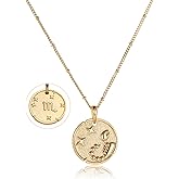 Zodiac Necklace for Women 18k Gold Constellation Pendant Crystal Zirconia Necklace Astrology Jewelry Birthday Gifts for Women, Necklace for Mom and Wife Daughter