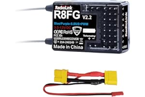Radiolink R8FG V2.1 8CH Gyro Receiver, 2.4GHz 600m Long Range Control Voltage Telemetry, Water-Splash RX for RC Remote Contro